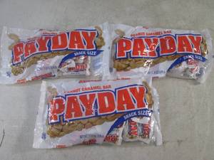 lot 354 image: (B-3) 3 Bags of Pay Day Snack Size Candy Bars Past Date