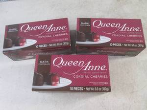 lot 355 image: (B-3) 3 Boxes Queen Anne Cordial Dark Chocolate Covered Cherries Past Date