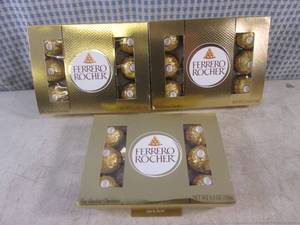 lot 372 image: (B-3) 3 Boxes Ferrero Rocher Fine Hazelnut Chocolates Past Date