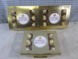 lot 373 image: (B-3) 3 Boxes Ferrero Rocher Fine Hazelnut Chocolates Past Date