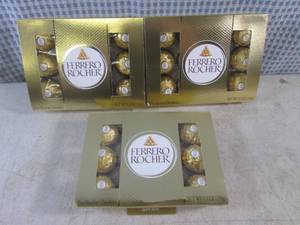 lot 375 image: (B-3) 3 Boxes Ferrero Rocher Fine Hazelnut Chocolates Past Date