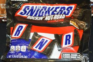 Lot of 3 Sharing Size Candy Packs Snickers Rockin Nut Road, Hersheys Milklicious Kisses, and M&Ms Caramel Cold Brew