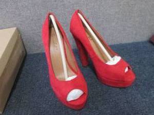 NIB Bonnibel Red Suede Peep Toe Sti...