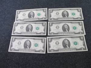 6 Nonsequential Uncirculated $2 Bil...