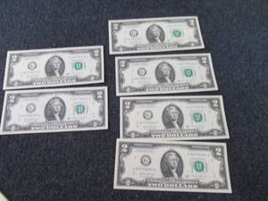 6-4 Sequential Uncirculated $2 Bill...