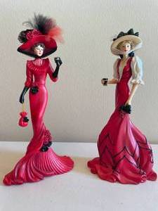 lot 289 image: MAIN - Pair of Elegant Women in Red Coca-Cola Collection Numbered Figurines
