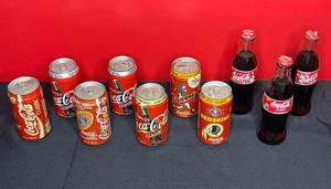 lot 121 image: BASEMENT - Vintage Coca-Cola Collectible Cans and Bottles Lot
