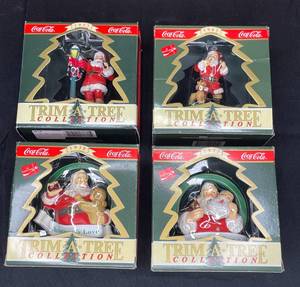 lot 128 image: BASEMENT - Coca-Cola Trim-A-Tree Collection Ornaments - Lot of 4