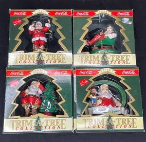lot 129 image: BASEMENT - Coca-Cola Trim-A-Tree Collection Ornaments - Set of 4