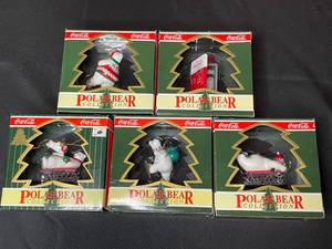 lot 133 image: BASEMENT - Coca-Cola Polar Bear Collection Ornaments - Set of 5