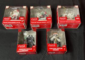 lot 137 image: BASEMENT - Coca-Cola Pearlescent Porcelain Ornaments Collection (2003-2005) - Set of 5