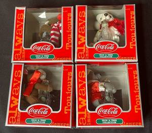 lot 140 image: BASEMENT - Lot of 4 Coca-Cola Trim A Tree Collection Holiday Ornaments