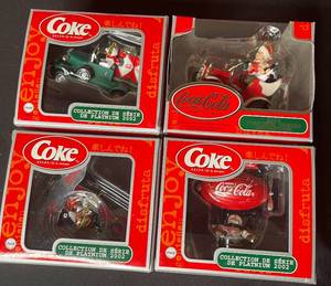 lot 141 image: BASEMENT - Coca-Cola Platinum Series 2002 Ornament Collection - Set of 4
