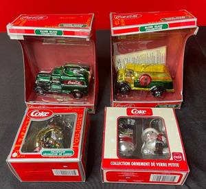 lot 142 image: BASEMENT - Vintage Coca-Cola Blown Glass Christmas Ornaments Lot