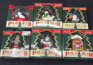 lot 148 image: BASEMENT - Coca-Cola Polar Bear Collection - Set of 6 Ornaments
