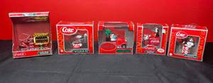 lot 149 image: BASEMENT - Lot of 5 Coca-Cola Christmas Ornaments - Blown Glass and Platinum Series Collections