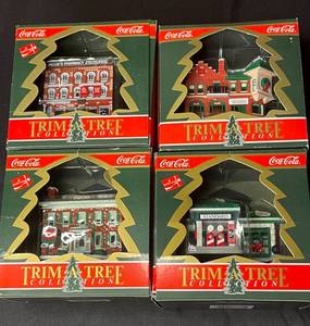 lot 160 image: BASEMENT - Coca-Cola Trim-A-Tree Collection Set of 4 Ornaments