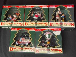 lot 164 image: BASEMENT - Coca-Cola Bottling Works Collection Christmas Ornaments Lot of 5