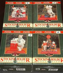 lot 168 image: BASEMENT - Coca-Cola Polar Bear Stocking Holder Collection - Set of 4