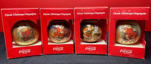 lot 169 image: BASEMENT - Coca-Cola Classic Christmas Ornaments Set of 4