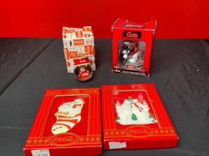 lot 173 image: BASEMENT - Coca-Cola Christmas Ornaments Lot - Limited Edition