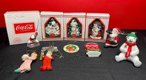 lot 181 image: BASEMENT - Coca-Cola Christmas Ornaments Lot - Assorted Collectible Decorations
