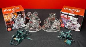lot 196 image: BASEMENT - Lot of Light Up Coca-Cola Lead Crystal Figurines