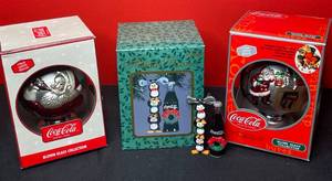 lot 475 image: BASEMENT - Coca-Cola Holiday Ornament Collection - 3 Items