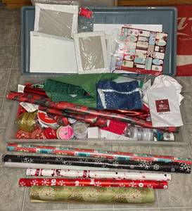 lot 468 image: BASEMENT - Large Lot of Holiday Gift Wrapping Supplies
