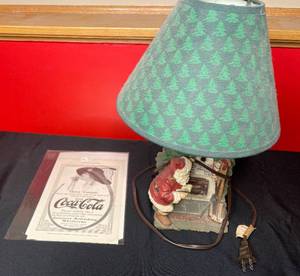 lot 470 image: BASEMENT - Vintage Coca-Cola Print and Santa Claus Lamp