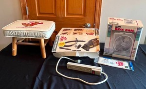 lot 363 image: MAIN - Mixed Household Items Minnesota Golden Gophers Ottoman, Dirt Devil Hand Vac, Holmes Box Fan, and More