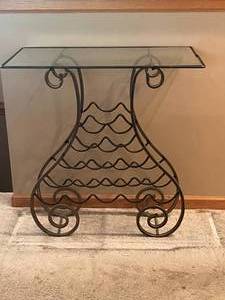 lot 366 image: MAIN - Glass and Metal Wine Rack Table
