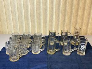 lot 272 image: MAIN - Vintage Crystal and Branded Glass Beer Mugs Lot