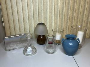 lot 288 image: MAIN - Assorted Home Decor Lot Vases, Candle Holders, and Lamp