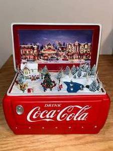 lot 1 image: BASEMENT - Coca-Cola Holiday Village Scene Display