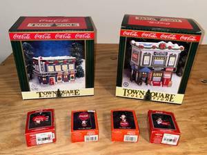 lot 10 image: BASEMENT - Coca-Cola Town Square Collection with Ornaments Lot