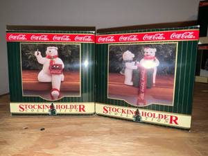 lot 52 image: BASEMENT - Coca-Cola Holiday Stocking Holder Collection Set