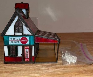 lot 61 image: BASEMENT - Vintage Coca-Cola Stained Glass Ice Cream Parlor by Franklin Mint