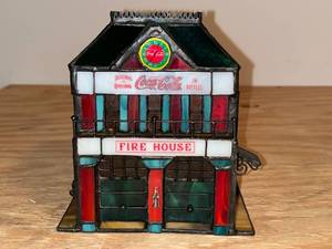 lot 65 image: BASEMENT - Coca-Cola Stained Glass Fire House
