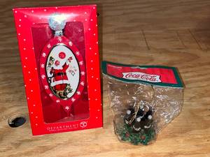 lot 70 image: BASEMENT - Coca-Cola Christmas Ornaments Lot of 2
