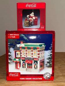 lot 221 image: BASEMENT - Coca-Cola Town Square Collection and Santa Ornament Set