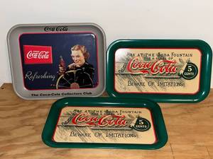 lot 246 image: BASEMENT - Vintage Coca-Cola Collector Trays - Set of 3
