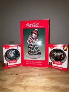 lot 248 image: BASEMENT - Coca-Cola Mercury Glass Tablepiece and Blown Glass Ornaments Collection