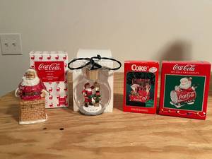 lot 207 image: BASEMENT - Lot of Coca-Cola Christmas Ornaments - Collectible Holiday Decorations