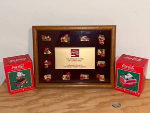 lot 209 image: BASEMENT - Coca-Cola Twelve Years of Christmas Tribute & Holiday Ornaments