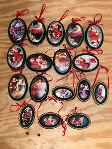 lot 210 image: BASEMENT - Lot of Coca-Cola Christmas Ornaments and Model Trucks