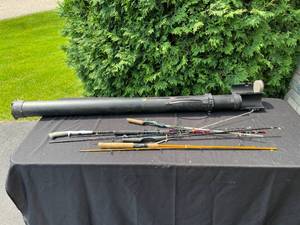 lot 344 image: GARAGE - Assorted Fishing Rods and Plano Phantom Rod Tube