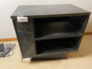 lot 401 image: MAIN - Black Marble-Look TV Stand with Shelves