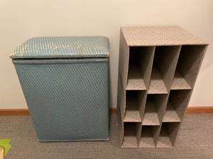 lot 410 image: MAIN - Wicker Hamper and 9-Slot Organizer