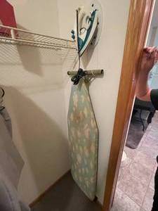 lot 411 image: MAIN - Iron with Folding Ironing Board